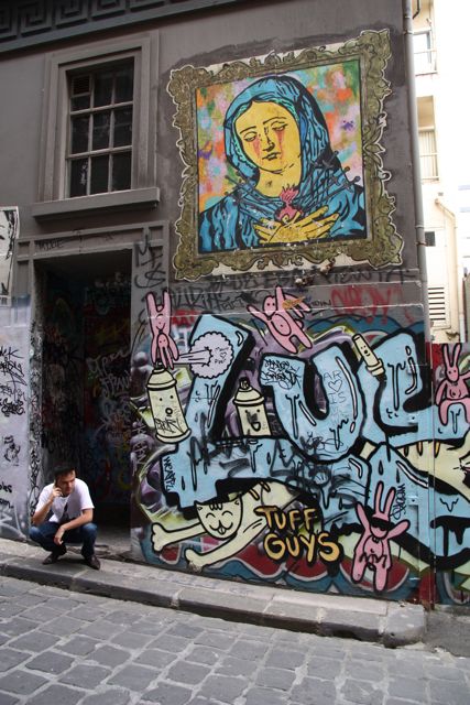 Australia, Melbourne. Grafitti of a madonna