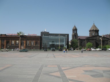 Gyumri central square: architecture, city and the society
